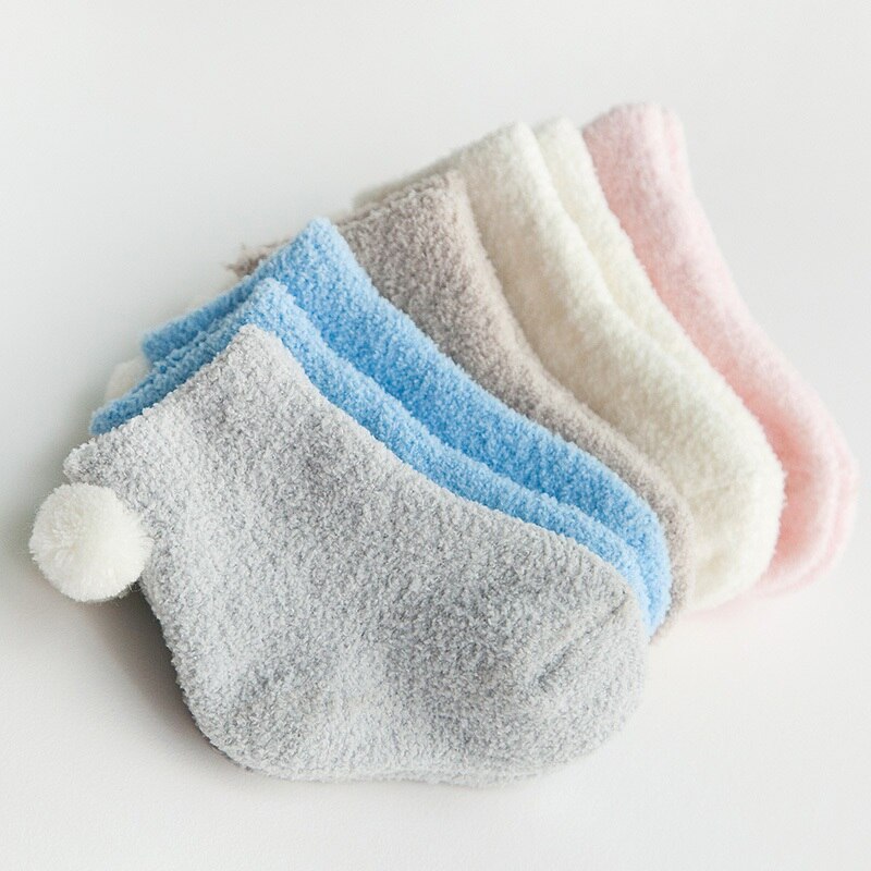 3 stk sæt meget nyfødte baby sokker koral fleece søde baby sokker 0-3 år baby dreng piger sokker