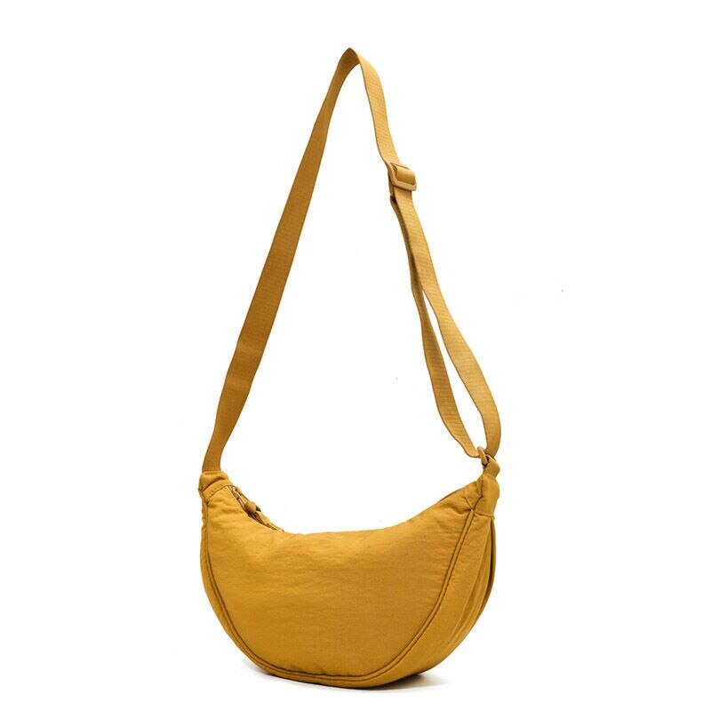 Eenvoudige Vrouwen Messenger Bag Dames Nylon Hobos Kleine Schoudertassen Vintage Vrouwelijke Meisjes Portemonnee Doek Handtassen: YELLOW