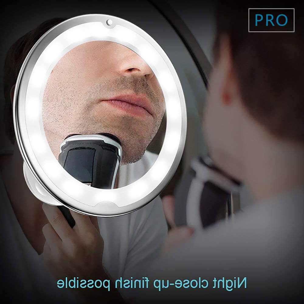 10X Magnifying LED Light Makeup Mirror Lamp Magnifier Battery Portable Hand Vanity Glass Make Up Mini Cosmetic Suction Cup Tool