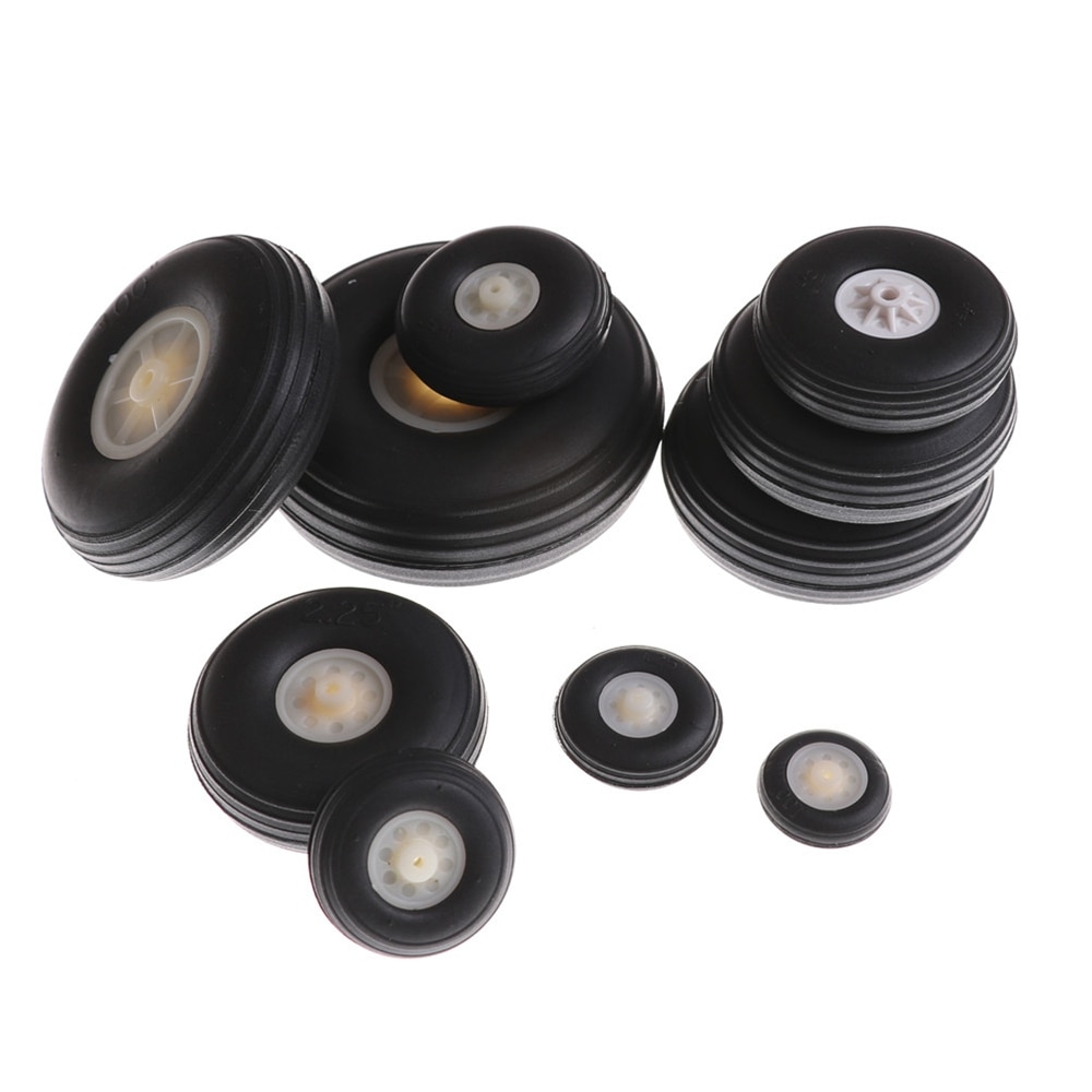 1 Paar Kinderen Vliegtuig Speelgoed Onderdelen Zwarte Staart Wiel Rubber Pu Plastic Hub 1 " - 3" Inch Voor rc Vliegtuig Vervanging Speelgoed Vliegtuig Accessoire