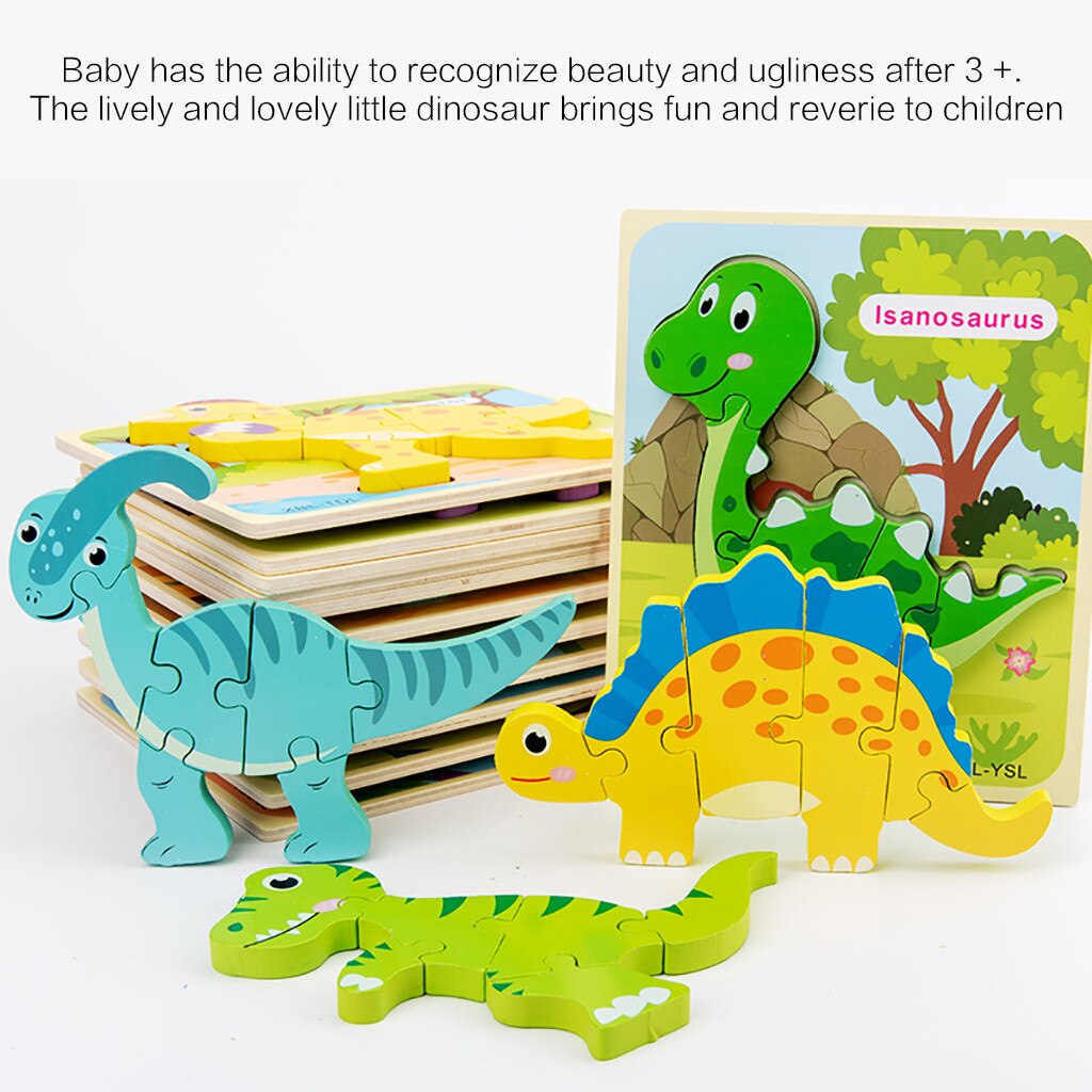 Kids Wooden interesting Puzzle Children's Desktop Assembled Dinosaur Puzzle Kids Three-Dimensional Training Toy