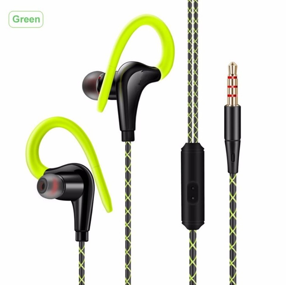 Sicneka Super Bass Sports Headphones HiFi Earphones Sweatproof Running Headset With Microphone For iphone Samsung xiaomi: green