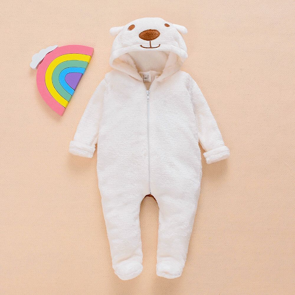 Winter Baby Cartoon Beer Rompertjes Jongens Footies Rompertjes Neborn Hooded Zachte Baby Kleding 0-1Y: 60