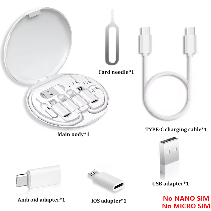 Multi USB Type C to C 60W Charging Adapter Cable Kit USB C to Lighting Conversion Set USB A & Type C to Micro/Type C/Lighting: WHITE