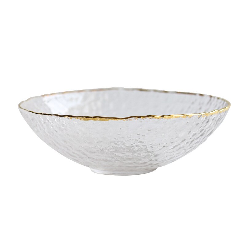 Diamond-free Crystal Glass Bowl Nordic Phnom Penh Hammer Iced Glass Bowl Japanese Style Large Salad Bowl Household