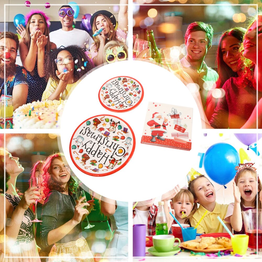 1 Set Paper Plate Christmas Plates Party Tissue Dinnerware Set Party Supplies