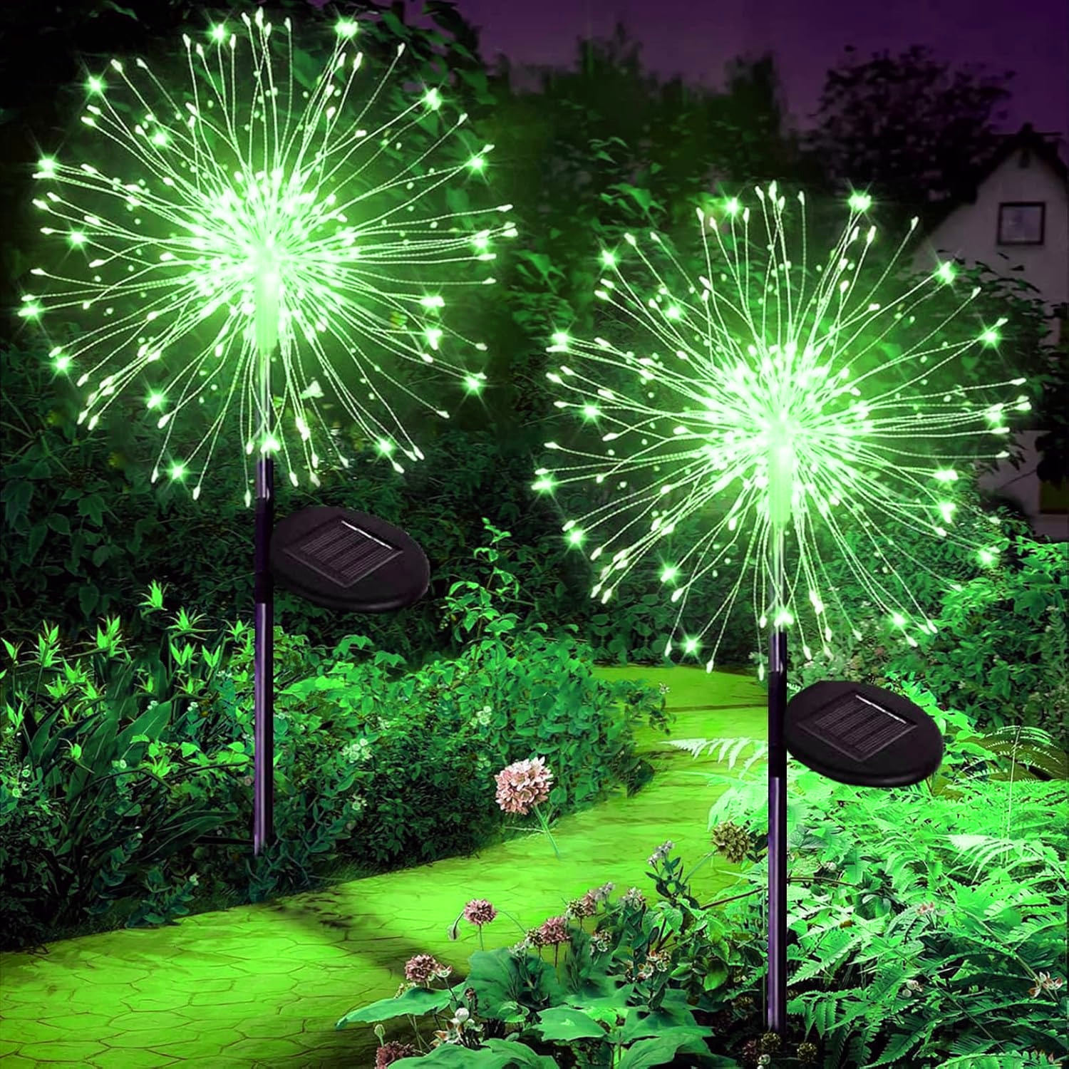Luces solares para jardín al aire libre, 60/200/420LED, estaca de iluminación de diente de león, luz Solar de fuegos artificiales para decoración de césped de Navidad y Halloween: Blanco natural / 6-10 W