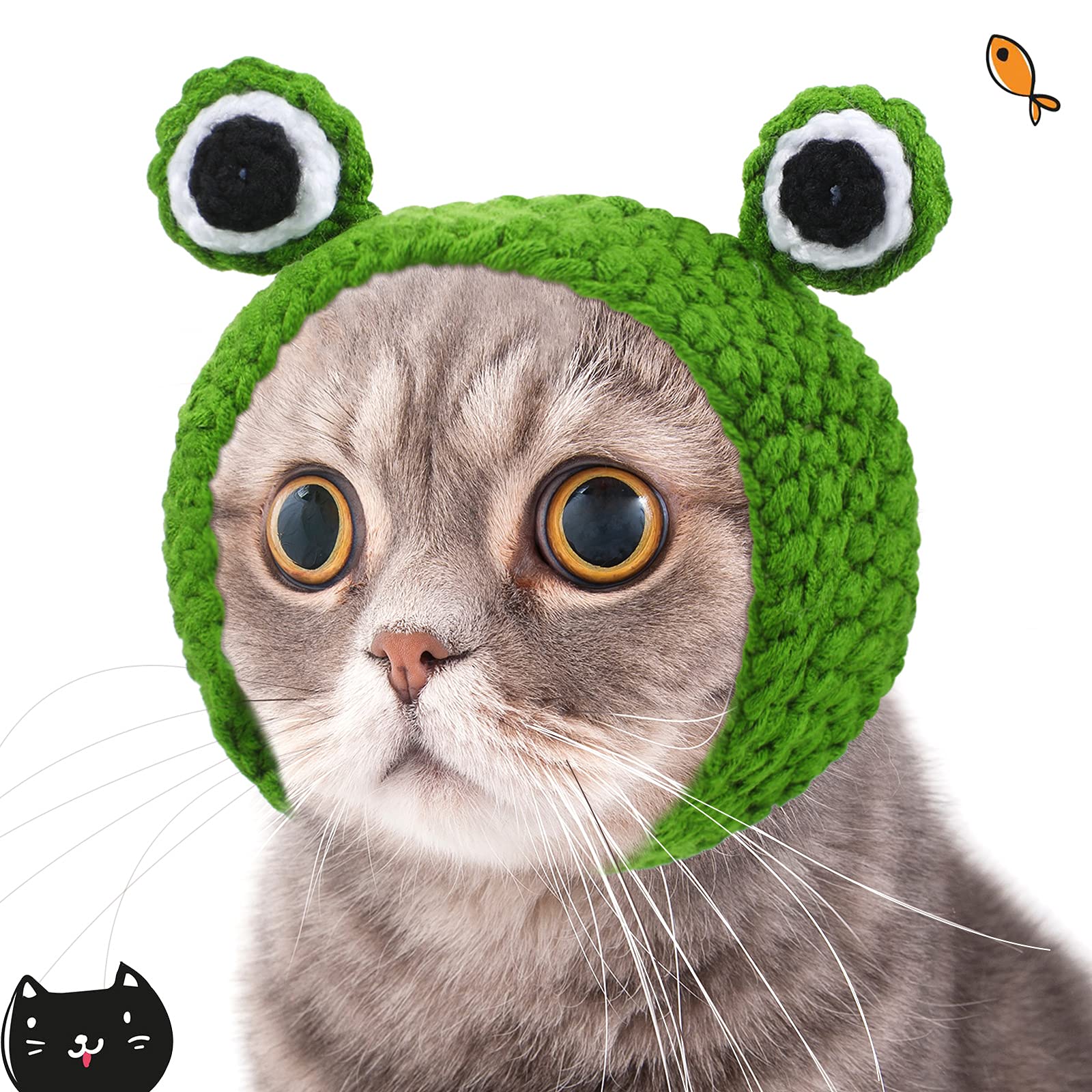 Cat Dog Hat Adorable Costume Frog Lion Mane Sunflower Banana Hat for Cats and Small Dogs Kitten Puppy Party Costume Accessory: Frog