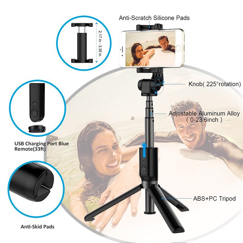 Wireless Bluetooth Flexible Selfie Stick Tripod Smartphone Selfie Button For iPhone X XS 8 Plus Handheld Monopod Shutter Remote