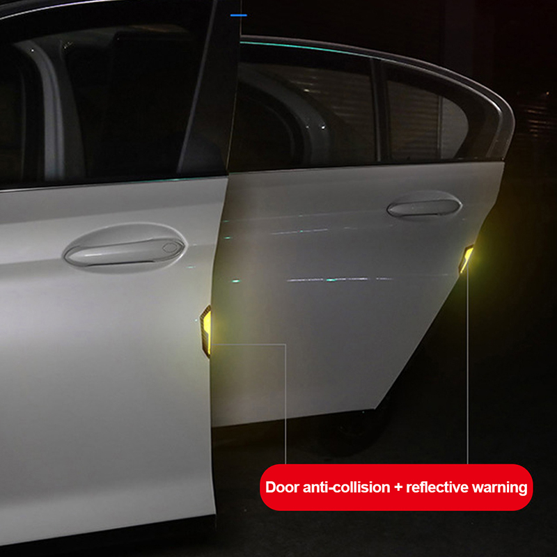 4 Uds. Pegatinas anticolisión para puerta de coche, pegatinas para el cuerpo, pegatinas de advertencia reflectantes, decorativas, resistentes a los arañazos, universales modificadas