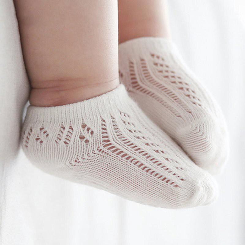 Chaussettes pour bébé, en coton, fines et respirantes, en maille, blanches et douces, pour -né, garçon et fille, printemps automne,