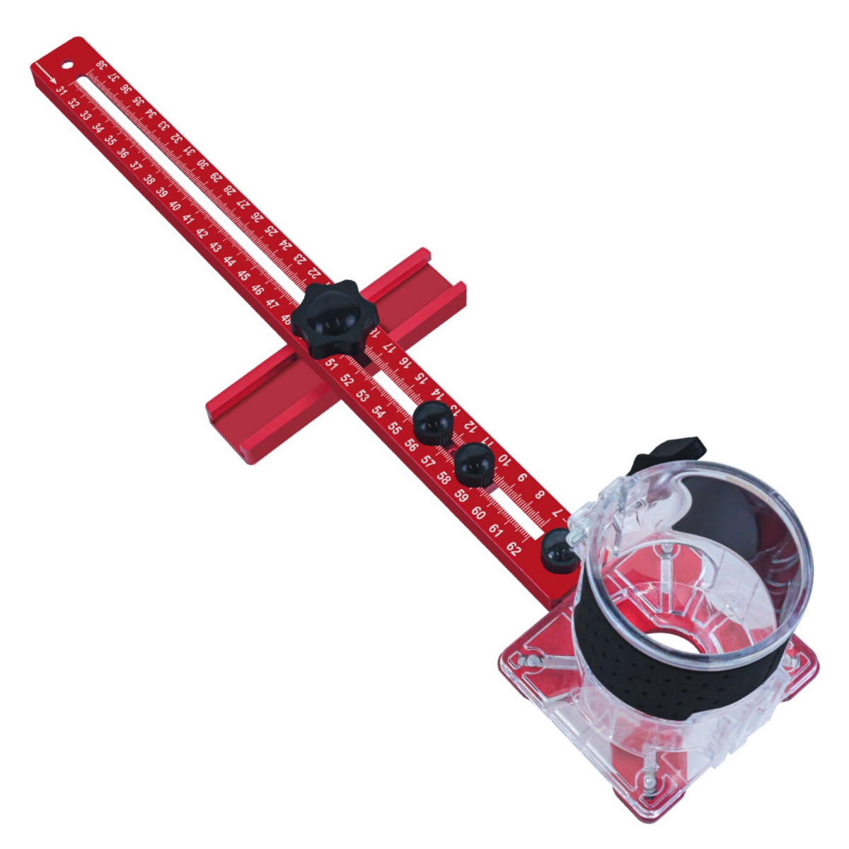 Support de rainure de fraisage de routeur 3 en 1, gabarit de coupe circulaire de routeur à rayon de 9 à 61cm, gabarit de matériel d'armoire en aluminium pour le travail du bois: green