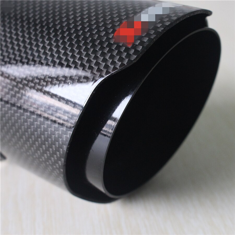 Longitud 120mm en 63mm de descuento. Terminales de escape negros brillantes de fibra de carbono auténtica de 89mm silenciador de tubo silenciador de escape de coche de acero inoxidable