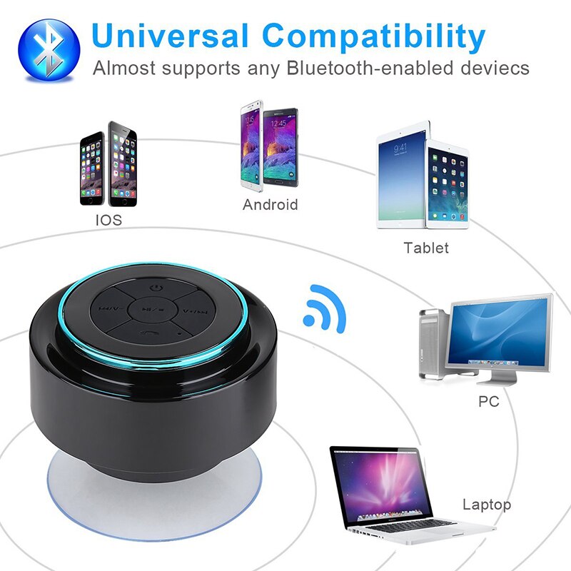 Altavoz estéreo inalámbrico con Bluetooth, dispositivo de audio a prueba de agua para iPhone Xs Max 8 7 Plus, teléfono Xiaomi, portátil, ducha, Radio FM