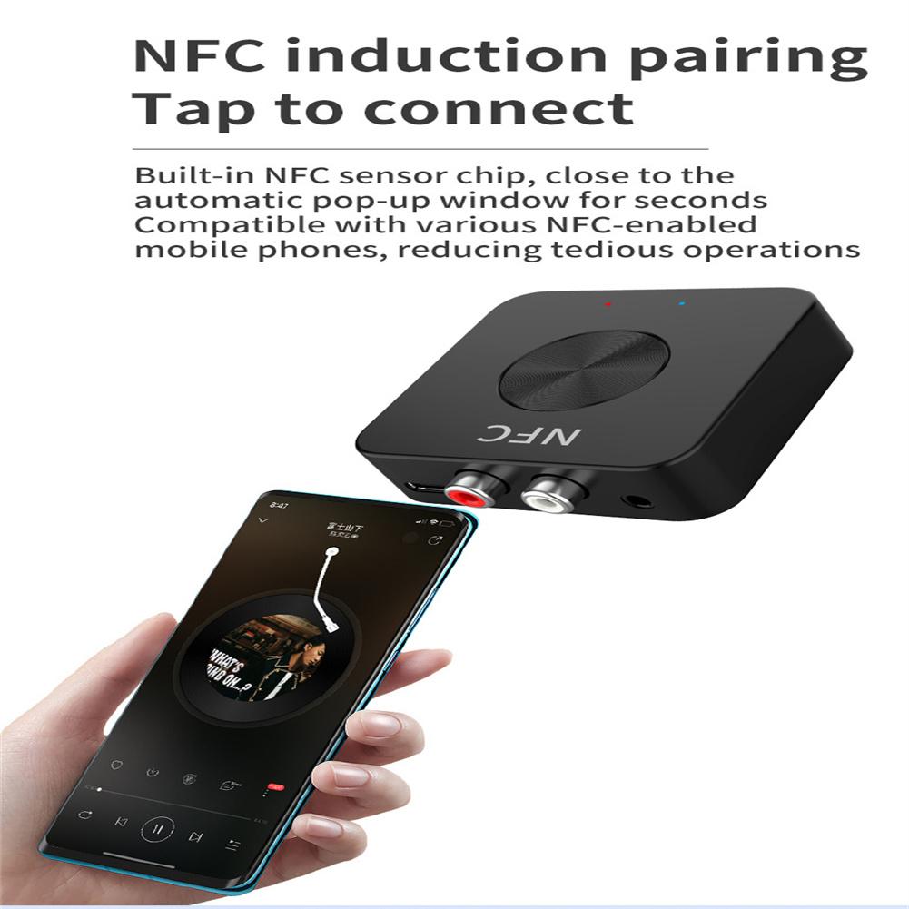 NFC Bluetooth5.0 Wireless Audio Transmitter Receiver Tf Card Car RCA Aux Adapter HD Hi-Fi sound 2 In 1 Adapter for TV PC Car