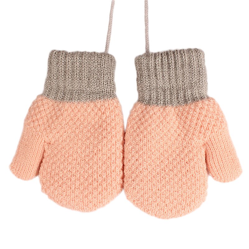 Winter Warm Kinderen Handschoenen Volledige Vinger 2-6 Jaar Oud Pluche En Dikker Zachte Gebreide Wanten Leuke Patchwork snoep Kleur
