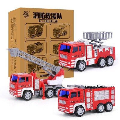 Set di giocattoli per auto per irrigatori di grandi dimensioni per bambini può spruzzare camion della spazzatura spazzare città camion di igiene pompiere ragazzo giocattoli giocattolo educativo: 3 pcs fire truck B