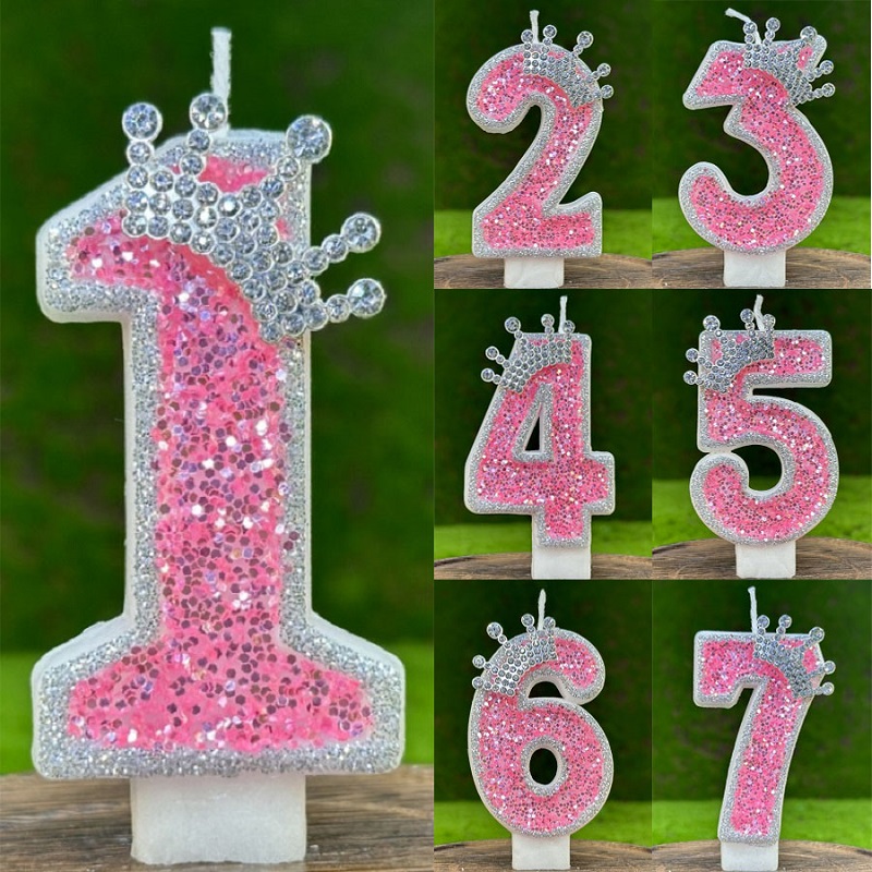Bougie rose numéro 0 1 2 3 4 5 6789, fournitures de fête d'anniversaire pour filles, bougies décoratives pour Salons de beauté, bougie de 4 ans