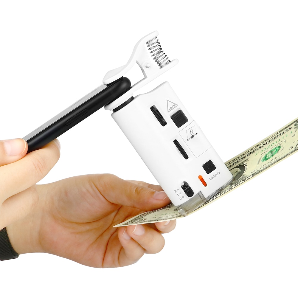 60-100X Cold-warm Light LED Cell Phone Microscope Universal Clip-type Microscope Magnifier With LED Lamp Magnifiers Loupe