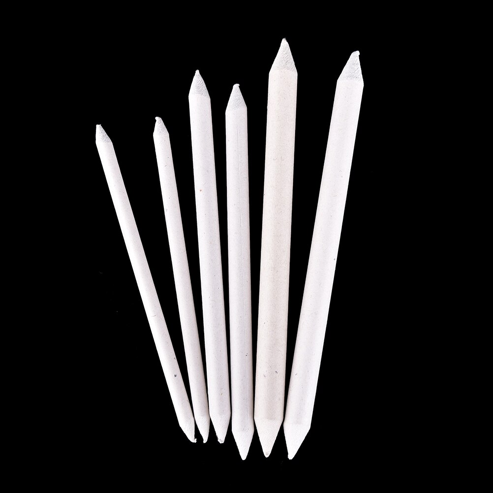6pcs Blending Smudge Stump Stick Sketch Art White Drawing Pen Tool Rice Paper For Making Shadows Dark Areas