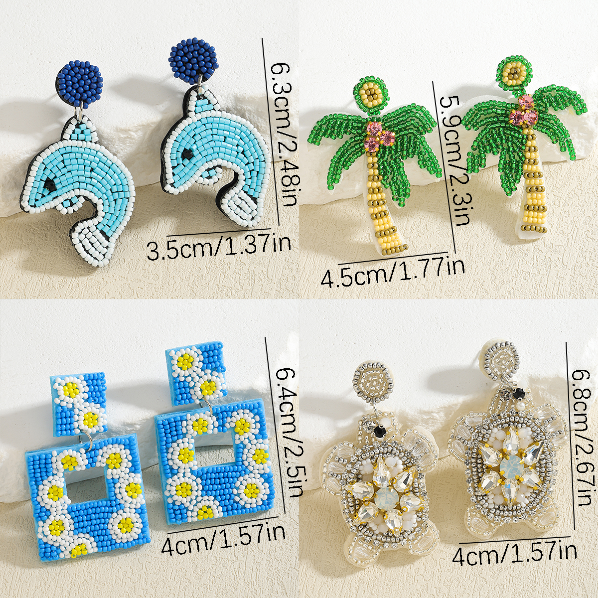 Boucles d'oreilles bohême classiques de Style mignon pour femmes, boucles d'oreilles en perles de riz faites à la main, approprié pour les rassemblements de camarades de classe des filles