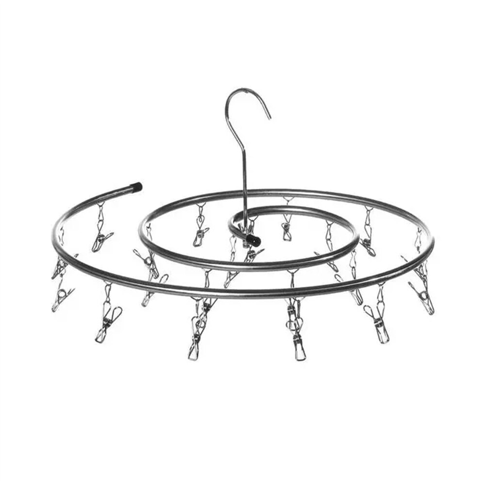 Rvs Droogrek Deken Hanger Ronde Spiraal Dekbed Lakens Draaiende Hanger Met Clips Indoor Outdoor Camping Rack: 2
