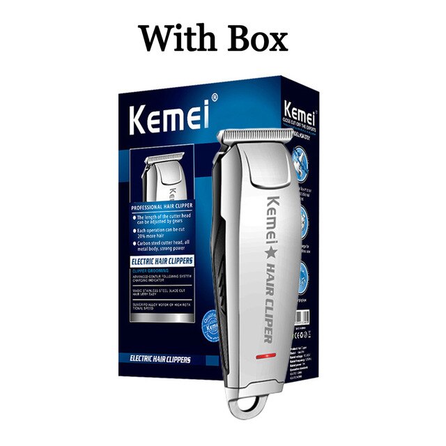 Kemei mini hårklipper 0mm elektrisk trimmer barbermaskine km -2812 udskæring hår skæg trimer maskinstyling værktøjer: Med kasse