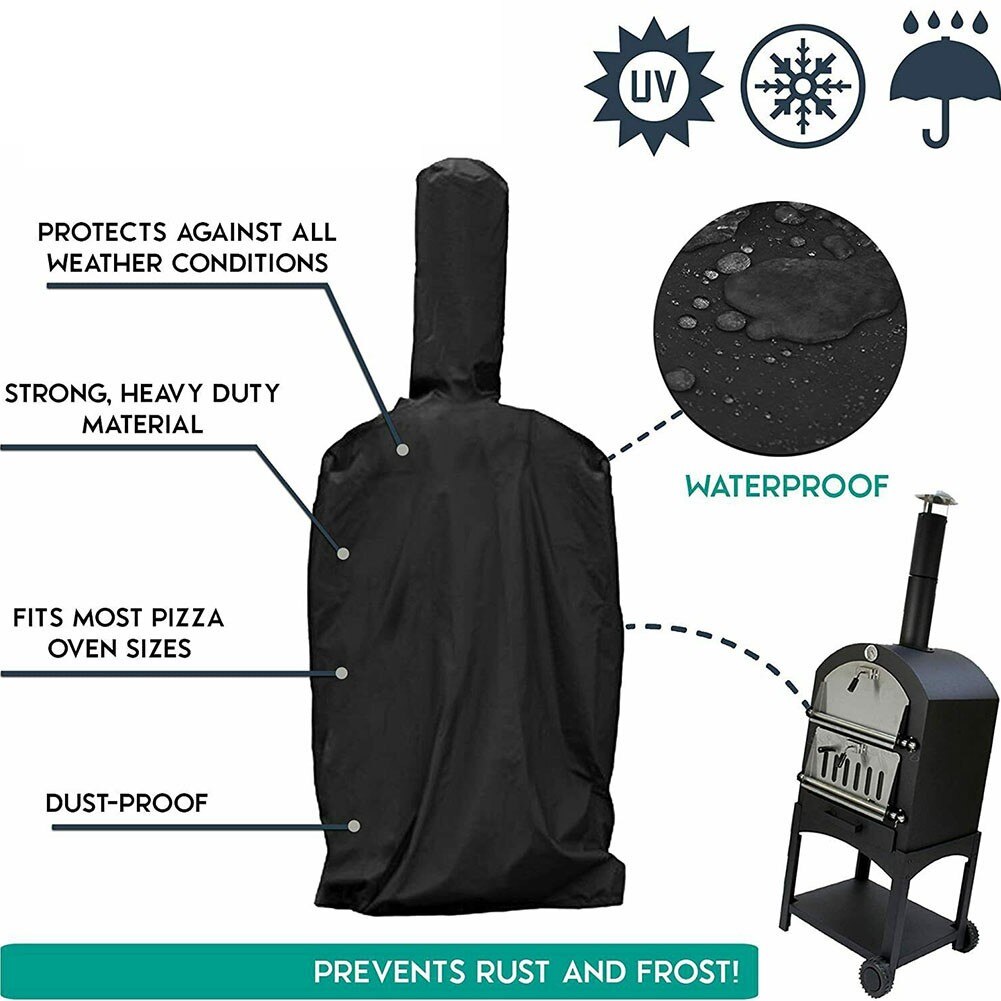 Outdoor Pizza Oven Cover Bread Oven BBQ Rain Dust Protector Cover Black Oxford Cloth Garden Grill Covers Heavy Duty 165x45x65cm