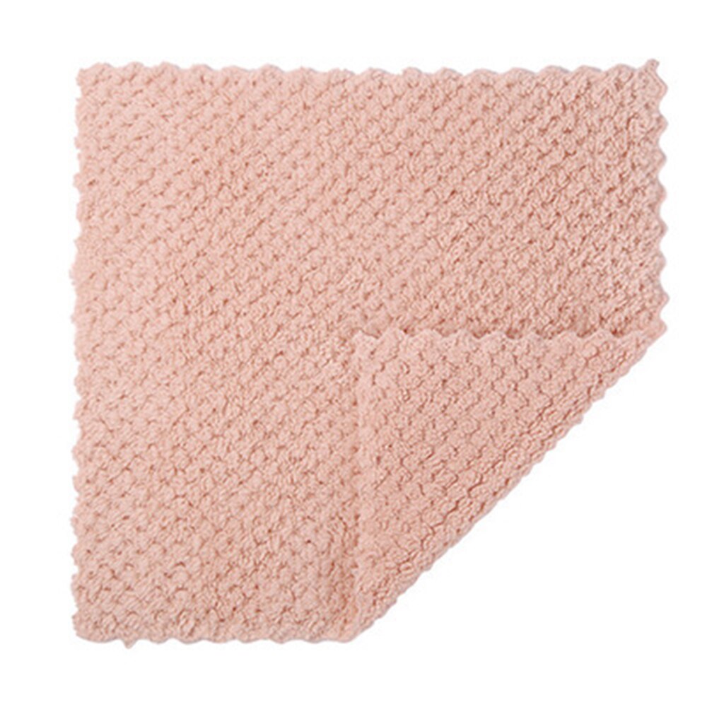 Anti-grease Rags Coral Fleece Clean Cloth Sink Wipe Washable Double Non Stick Oil Dish Cloth Water Absorbent Kitchen Hand Towel: style2 pink