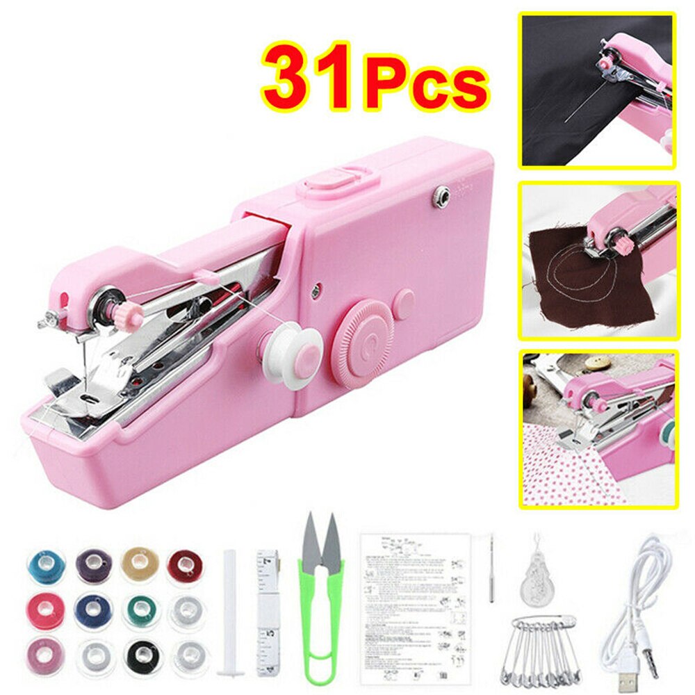 Portable Hand Sewing Machine Mini Electric Stitch Household Cordless Needlework Set For Repairs Diy Clothes Stitchin Sew Tools
