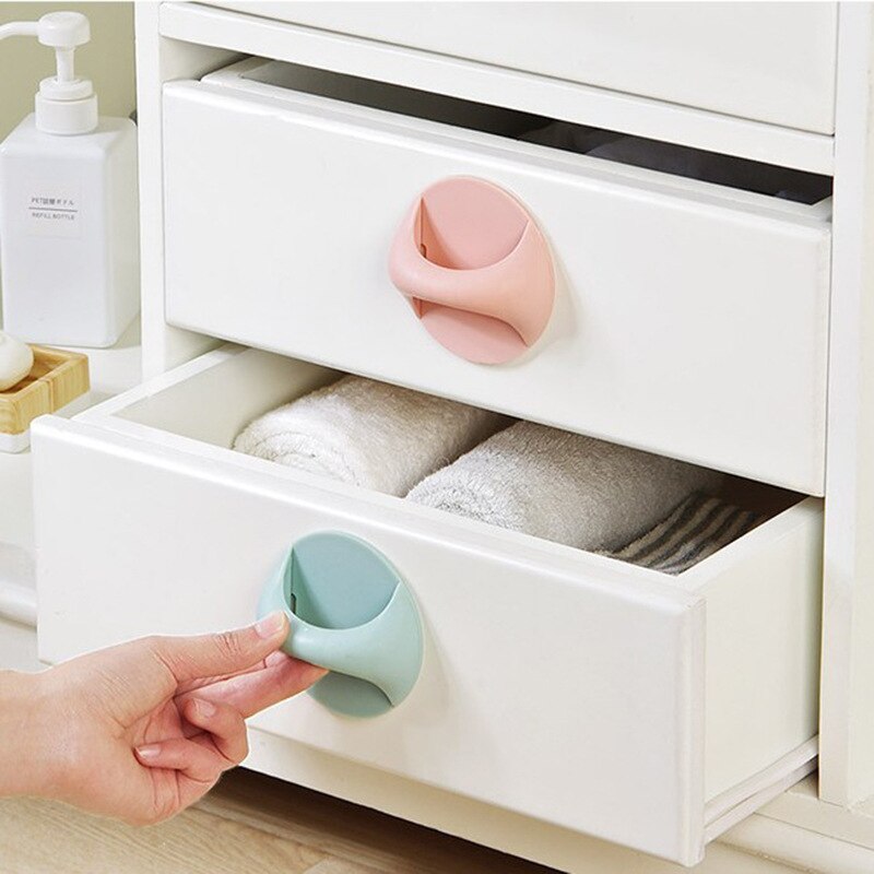 Self-adhesive Door Handles Round Plastic Knobs Multi-purpose Wardrobe Pulls Glass Window Refrigerator Furniture Knobs