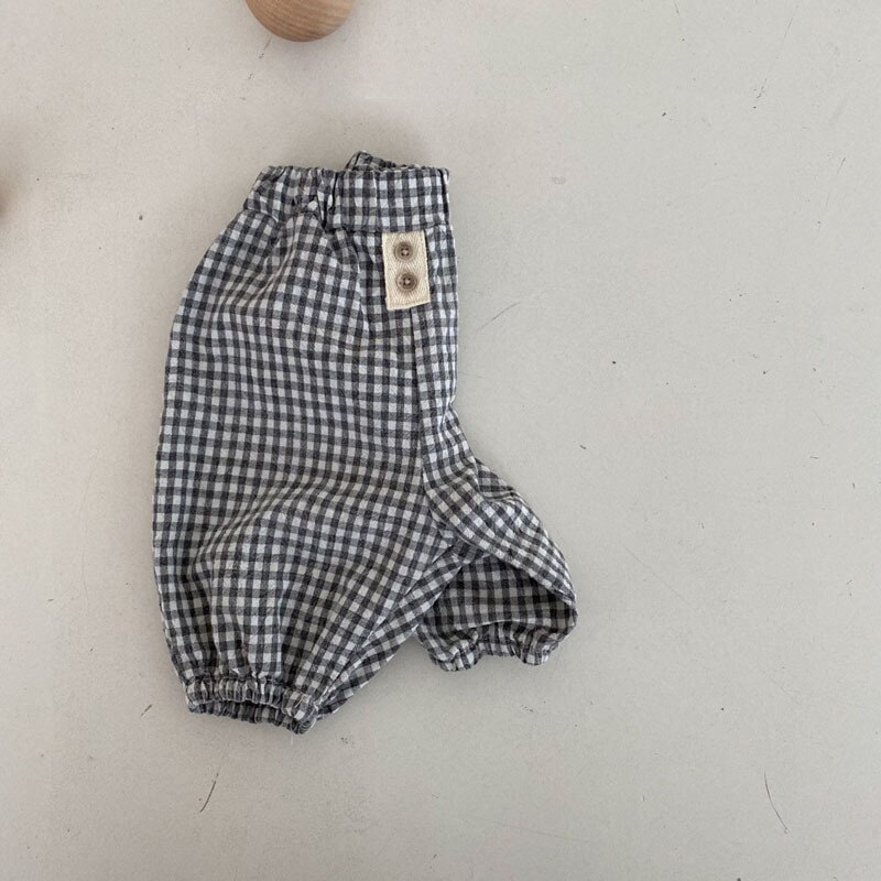 Pantalon ample à carreaux pour bébé, en coton, décontracté, à la , pour fille et garçon, Harem, vêtements pour tout-petits, printemps été 2022: blue / 12M  80cm