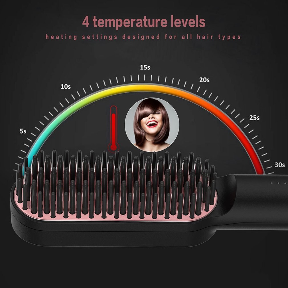LCD Hair Straightener Comb Men's and Women's Hair Straightener Beard Comb Ceramic Curling Straightener Hair Style Comb