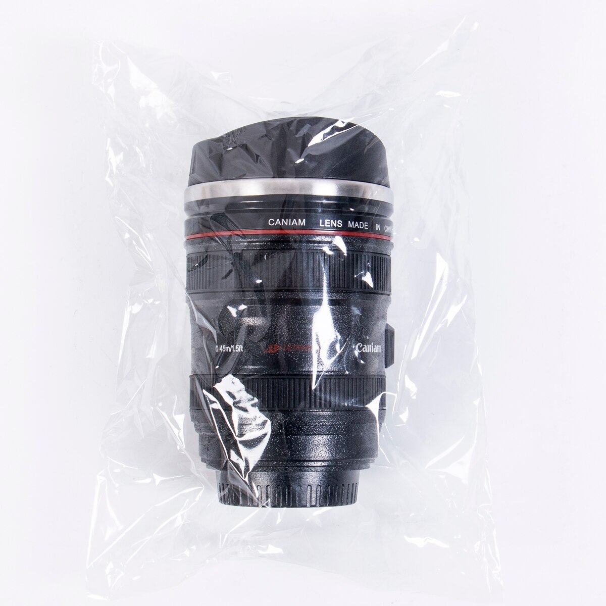 24-105mm linser termokamera rejse kaffe te kop krus linsekop rustfri stål børstet liner sort