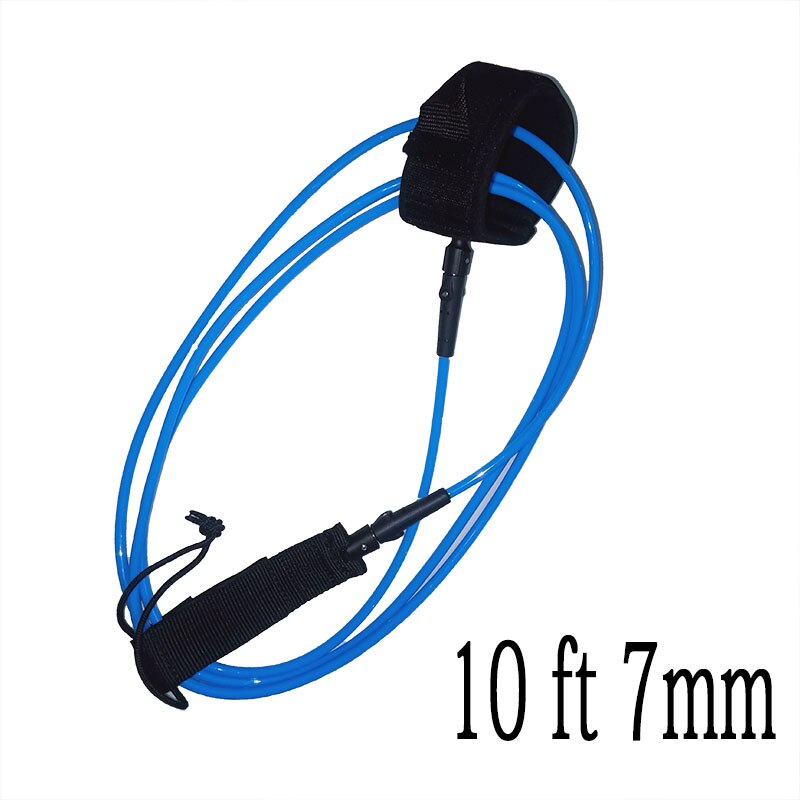 10feet 7mm Surfboard Leash Anti-lost TPU Double Swivels Straight Safe Rope Water Sports paddle board Leash blue surf leash: Default Title