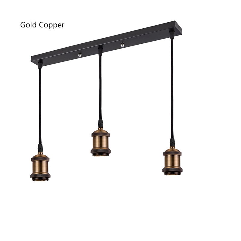 E27 Socket Aluminum Light Lamp Holder E26 Screw Bulb base Vintage Pendant lights Industrial Retro Fittings lamp holder Fixture: Golden Long