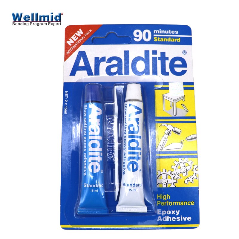Araldite – colle adhésive époxy lente, Super forte, Standard, 90 Minutes, réparation de bijoux, métal, bois, céramique, plastique, AB