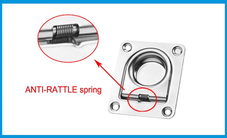 BSET MATEL Satinless steel 304 ANTI-RATTLE spring Flush Lift Ring Deck Hatch Pull Handle Locker Cabinet boat hardware