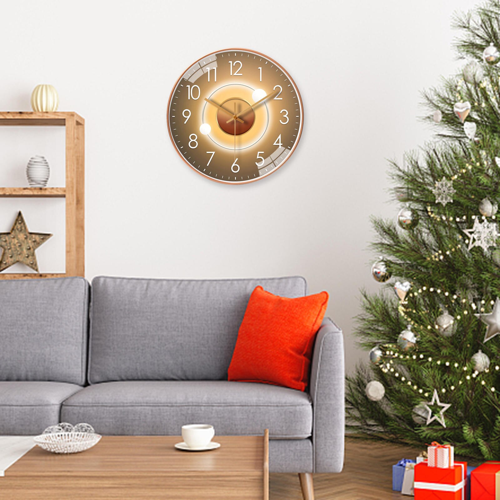 30cm Large Round Digital Wall Clock Watch Silent Quartz Indoor Classroom School Home Office Hotel Shops Cafe Clocks Decoration: Yellow Circle