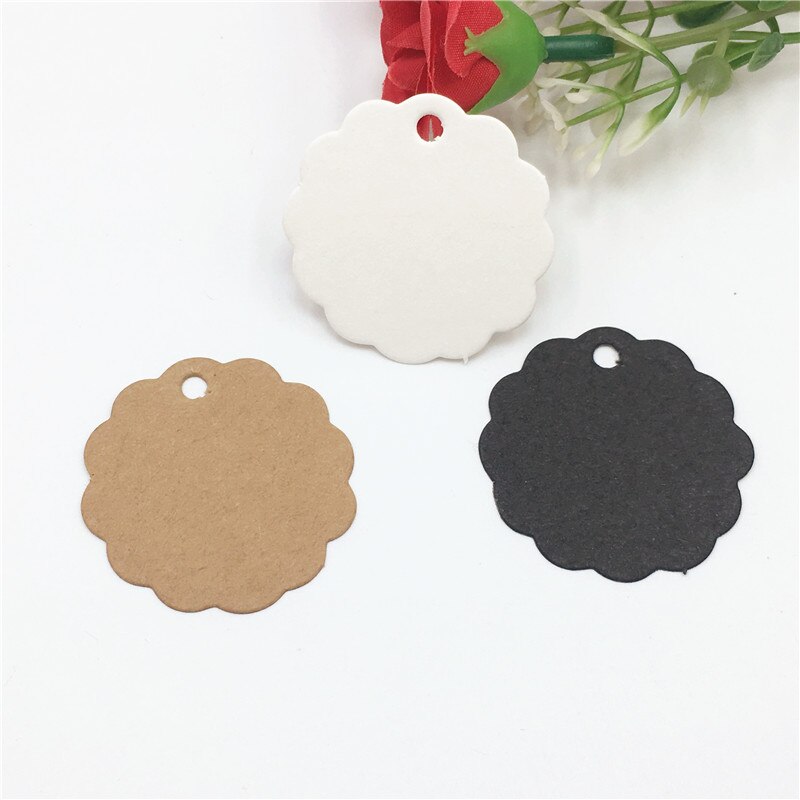 Rótulo Da embalagem Marrom/Preto/Branco Flor Forma Embalagem Etiqueta Handmade Agradece-lhe Etiquetar Preço Pendure Tag DIY Nota etiquetas 100 pçs/lote