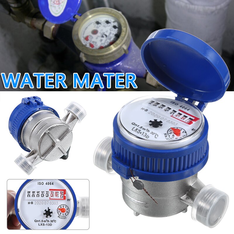 15mm 1/2 inch Cold Water Meter For Garden Home Dry Water Meters Single Water Flow Dry Table Counter