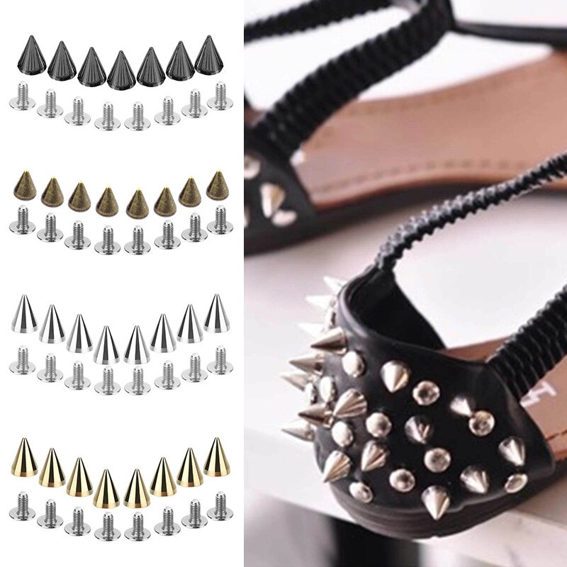100einstellen DIY Versetzt Punk Niet Feste Konische Legierung Schraube Basis Befestigt Bolzen Kugel Spitze F/Leder Handwerk Tasche Kleidungsstück Kleidung Schuh