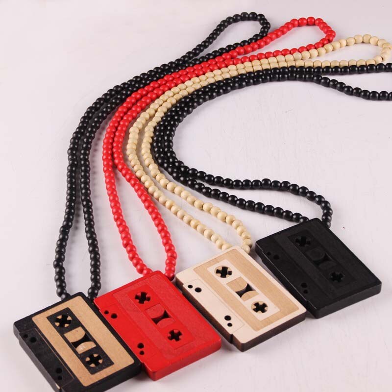 Verdere Verlagingen Cassette Tape Hanger Good Wood Hip-Hop Houten 5 Kleuren Mode Mannen Ketting