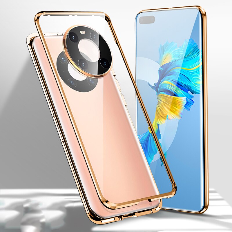 Funda protectora completa con tapa para Huawei Mate 40 Pro Mate40 Pro + Funda de cristal magnética para Huawei Mate 30 20 Pro 20X, 360: Mate 40 / Gold