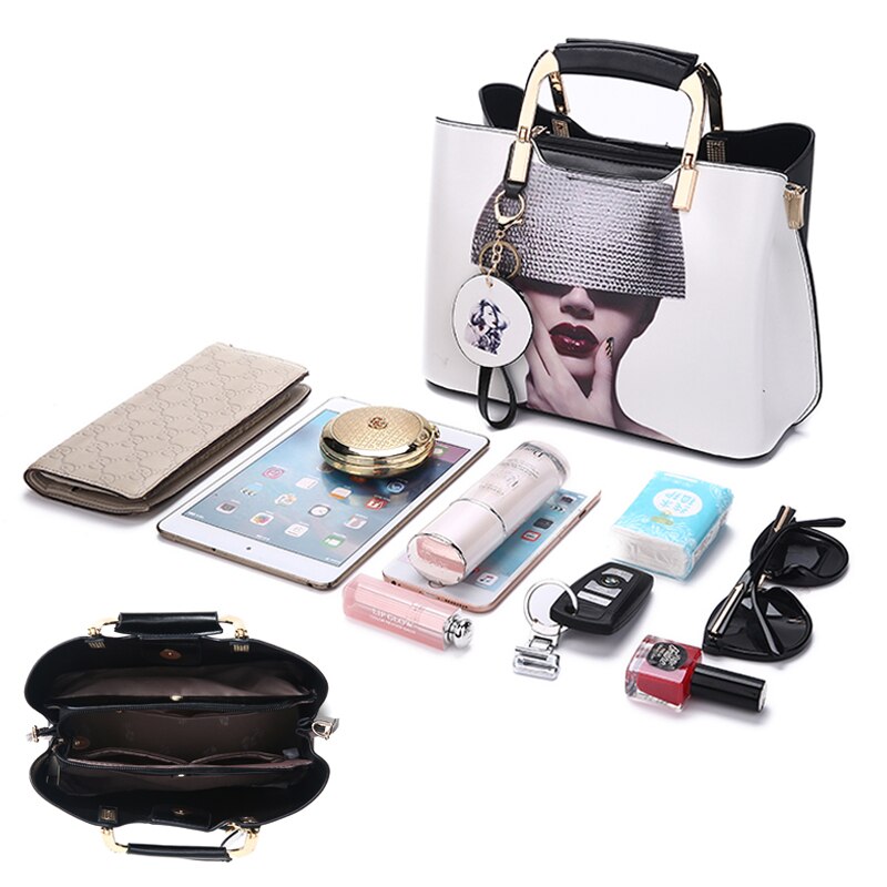 Nevenka Femmes Sac À Main Femme Style Peint Sacs À Bandoulière Fleur Motif Messenger Sacs En Cuir décontracté Fourre-Tout Sac de Soirée