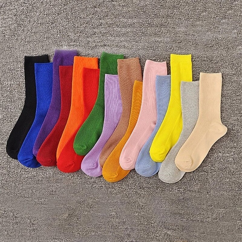 Men Women Retro solid color Harajuku Korean Cute Socks Sox