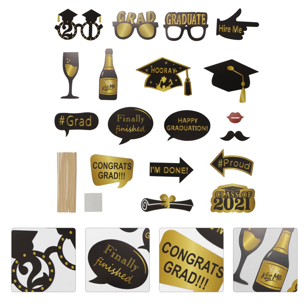18pcs 2021Graduation Party Shooting Props Party Photography Props Photo Supplies
