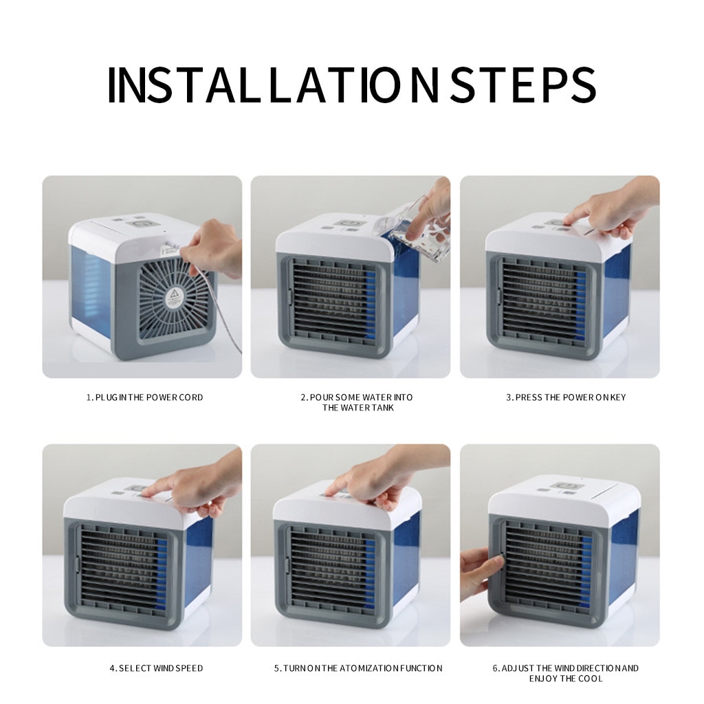 Xiaomi-ventilador enfriador de aire portátil, purificador de aire, ventilador de escritorio con luz de 7 colores, purificador, para la Oficina y el dormitorio, con USB