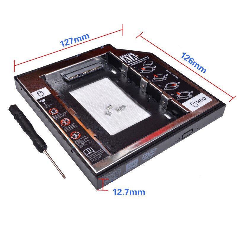 12.7Mm Is Geschikt Voor Notebook Cd Drive Harde Schijf Rack 9.5 Aluminiumlegering Ssd Solid State Mechanische Sata Vervangbare panel: Semi Alloy 127mm