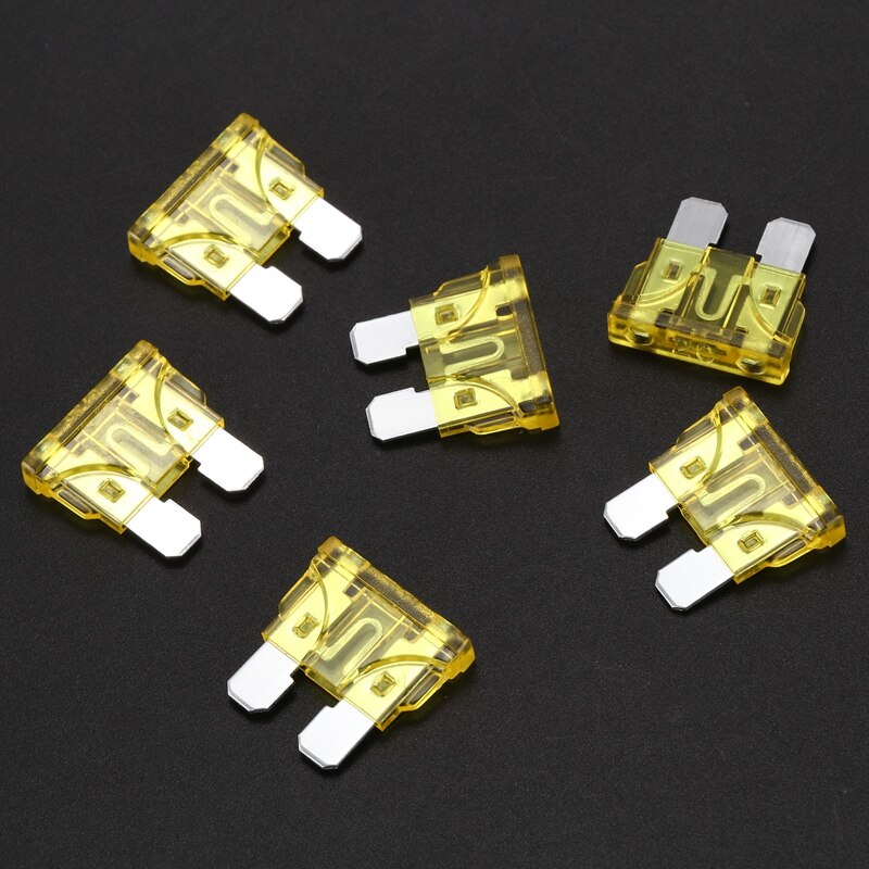 Vehicle Car 20A 20Amp Yellow Body Two Prong Blade ATC Fuse 100pcs